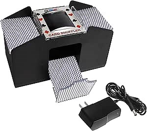 GSE Games & Sports Expert 4-Deck Automatic Card Shuffler, AC/DC-Power & Battery-Operated Shuffler Machines for Playing Cards, Blackjack, Texas Hold'em, Canasta, Bridge, UNO