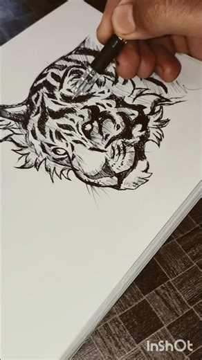 Quick✨ Sketch of tiger using a pen#art#howtodraw#shorts