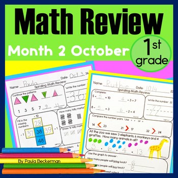 October Morning Work 1st First Grade Daily Spiral Math Review Worksheet Warm Ups