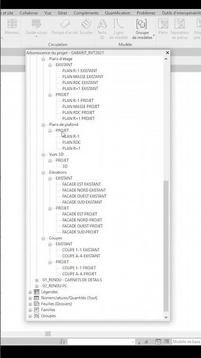 Revit : organisation de l'arborescence dans un gabarit architectural professionnel