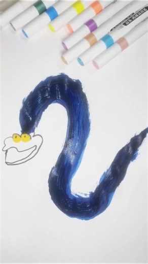 Mixed blue and black paint and drew a snake inspired by Zootopia! 💙🖤#painting #snake #art #shorts#