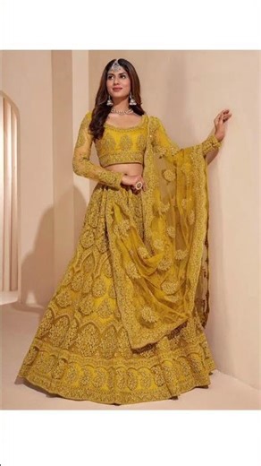 women Embroidered stitched lehenga choli yellow for haldiceremony 💛#shorts #shortsfeed