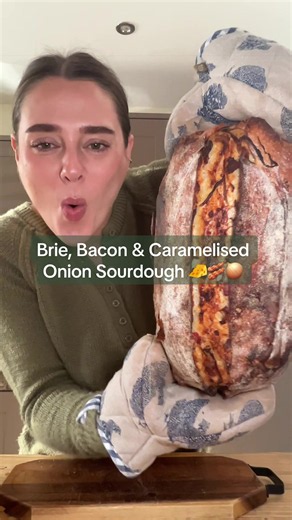 Brie, Bacon & Caramelised Onion Sourdough — savory sourdough loaf