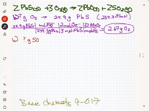 SOLVED:When lead(II) sulfide reacts with oxygen (O2) gas, the products are lead(II) oxide and sulfur dioxide gas. a. Write the balanced equation for the reaction. b. How many grams of oxygen are required to react with 29.9 g of lead(II) sulfide? c. How many grams of sulfur dioxide can be produced when 65.0 g of lead(II) sulfide reacts? d. How many grams of lead(II) sulfide are used to produce 128 g of lead(II) oxide?