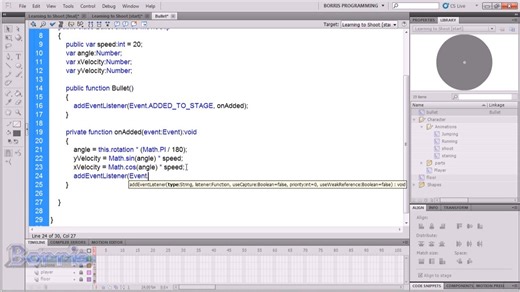 Flash CS4_CS5 platform game tutorial_ Learning to Shoot part 2 [section 2]