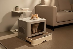 Large Top Entry Cat Litter Box - Enclosed Hooded With Drawer & Scoop - Etsy Australia