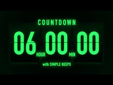 6 Hour Countdown Timer 🟢 Flip Clock with Simple Beeps
