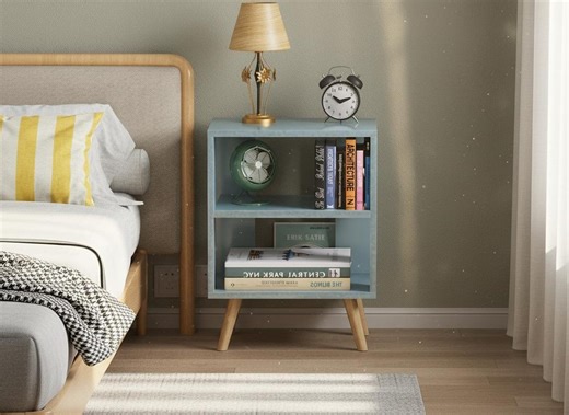 Modern Narrow Nightstand for Small Spaces, Bedside Table With Storage Shelf, Minimalist Side Table - Etsy