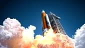 4K. Space Launch System Takes Off. 3D Animation. Ultra High...
