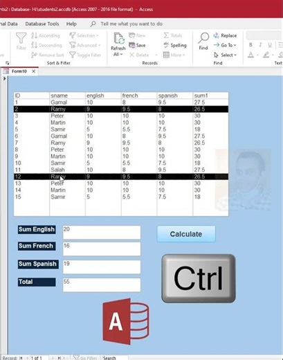 Sum selected rows in listbox Microsoft access database #shorts