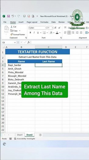 👉 How to Apply TEXTAFTER Formula in Excel ? Extract Last Name Using TEXTAFTER Formula | #exceltips