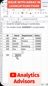 Unlocking Excel's Lookup Magic: Issue with Array form! #shorts