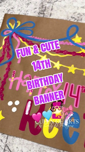 Fun & Cute 14th Birthday Banner Idea 🩷🩵🌟🎀