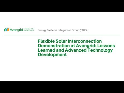 Webinar: Flexible Solar Interconnection Demonstration at Avangrid