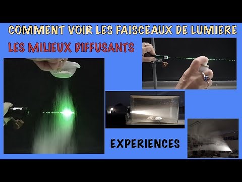 Comment voir un faisceau de lumière. Milieu diffusant (craie, fumée, farine, eau...). Expériences.