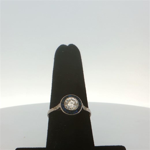 Platinum Diamond and Sapphire Ring - Etsy