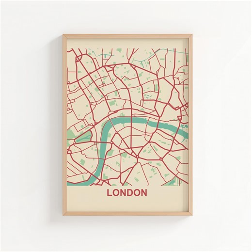 London Map Print Poster Digital Download UK Wall Decor - Etsy Canada