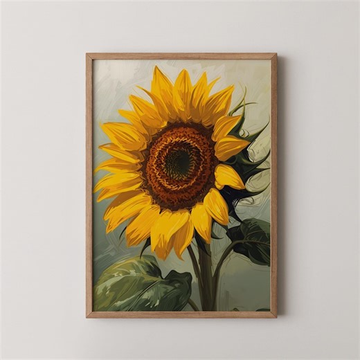 Abstract Sunflower Printable Wall Art – Modern Floral Painting, Contemporary Botanical Digital Download - Etsy