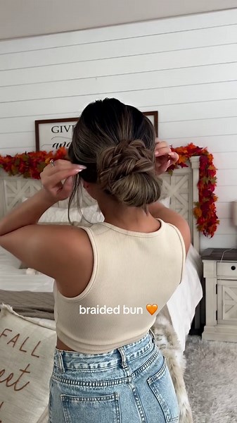 Braided Bun — Gather Your Hair into a Pony, Pull It Through Your Hair Tie