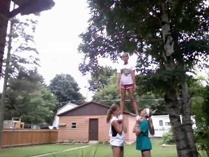 More 3 person cheer stunts