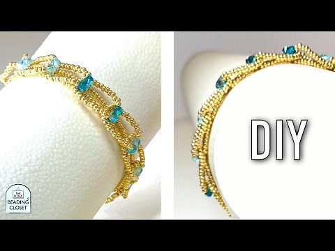 How to make a wave chain beaded bracelet with 4 mm bicone crystals and seed beads using RAW stitch