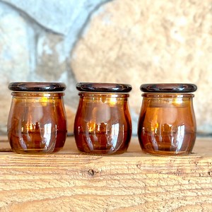 Mini Amber Glass Jar Small Colored Glass Jar Rust Colored Glass Candle Jar Amber Display Container Small Glass Apothecary Jar With Glass Lid - Etsy