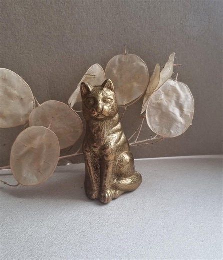 Vintage Brass Cat Figurine, Antique Decorative Figure - Etsy