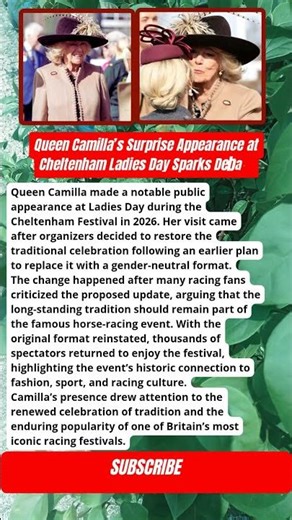 Queen Camilla’s Surprise Appearance at Cheltenham Ladies Day Sparks Debate