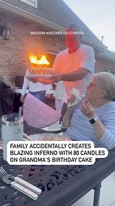 A family in Highland, Illinois, accidentally created a towering blaze with 80 candles on a grandmother’s birthday cake, which they then struggled to put out, footage posted to TikTok shows. This footage was captured by Madison Noeltner, who told Storyful that they lit 80 candles on a birthday cake for her grandmother, which resulted in a blaze that proved difficult to put out. Her grandmother can be seen trying to blow out the candles, before others join in to desperately attempt to extinguish t