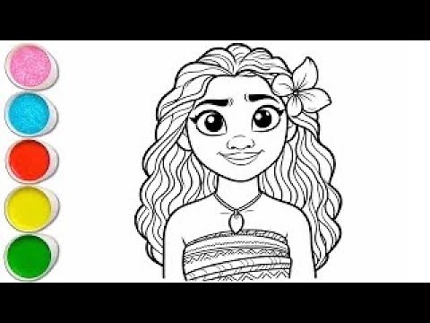 Cute Moana Drawing for Kids 🌺 | Easy Painting & Coloring Tutorial | Let’s Draw Together!