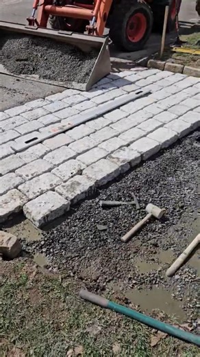 Custom belgian block driveway entrance Part 1 #home #construction #diy #excavator #outdoors