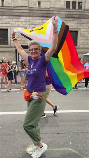 Emerson College walks in the Boston Pride Parade