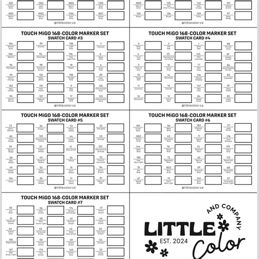 168-color Marker Set by Touch Migo Swatch Card Printable | Alcohol Markers Swatch Card - Etsy