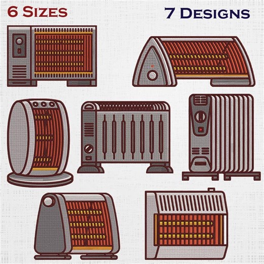 Exclusive Heaters Set Embroidery - Gas Heater Pattern - Warmer Machine File - 6 Sizes 7 Designs - Etsy