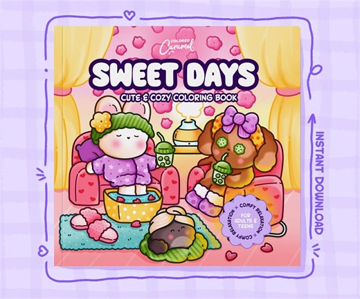 Cute and Cozy Coloring Pages, 40 Comfy and Fun Illustrations With Little Friends (printable Instant Digital Download PDF) - Etsy Canada