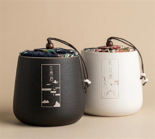 Ceramic Tea Caddy With Lid, Portable Tea Storage Jar for Loose Tea, Coffee & Spice Canister, Japandi Kitchen Decor, Stoneware Tea Container - Etsy