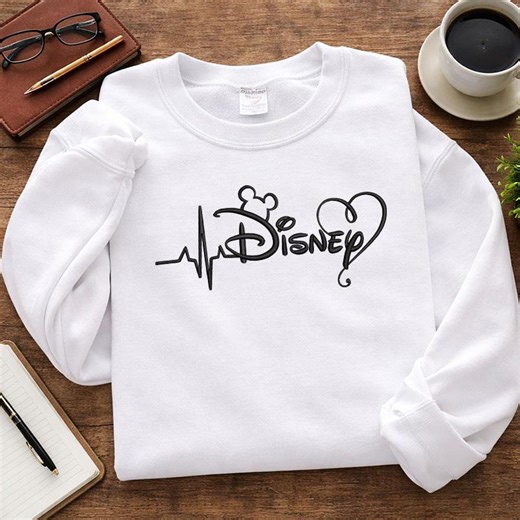 Disney Inspired Heartbeat Embroidery Design, Mouse Ears Line Art Embroidery File, Magical Theme Machine Embroidery for Shirts - Etsy