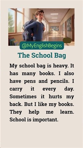 My Heavy School Bag 🎒🏋️ (Easy Shadowing) #learnenglish #speakenglish #shadowing