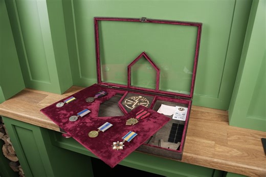 Military Remembrance Medal Display Case, Chocolate Red Wood Shadow Box, Double Custom Engraving Frame & Shield, Veteran Honor Display - Etsy Canada