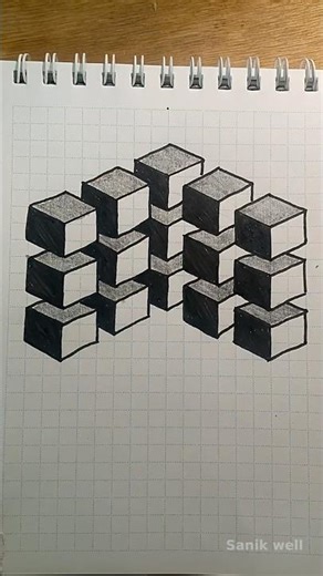 How to Draw Isometric 3D Cubes #shorts