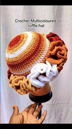crochet multicoloured Ruffle Hat tutorial now available#crochet #crochetrufflehat#rufflehat #fashion