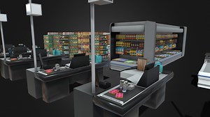 Supermarket shelves checkout fridges freezers - Buy Royalty Free 3D model by 3D Content Online (@hknoblauch)