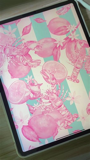 Pink Lobster Seamless Pattern Fabric Design