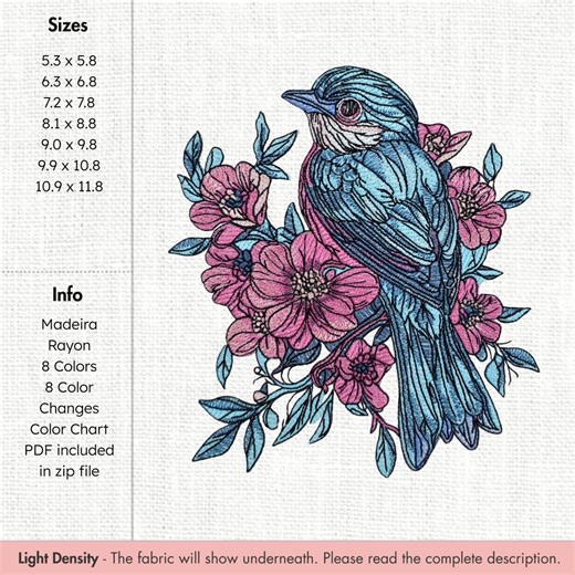 Blue Bird Embroidery Design Floral Bird Embroidery Pattern Spring Bird Machine Embroidery File Garden Bird Embroidery - Etsy