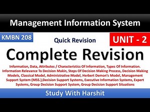 Unit - 2 Management Information System | MBA 2 Semister | AKTU | KMBN 208 // Complete Revision MBA