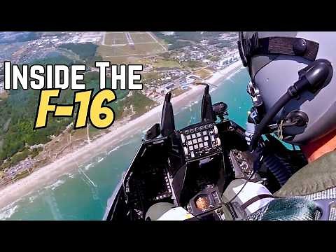F 16 Fighter Jet Cockpit Footage over the shoulder view Mytrle Beach Airshow