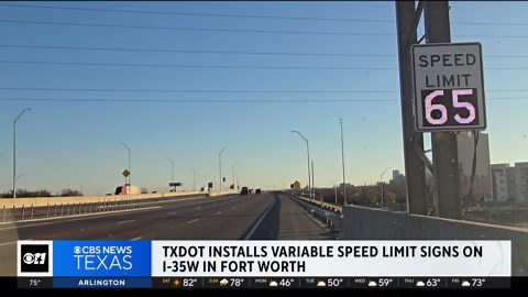 TxDOT installs variable speed limit signs on I-35 in Fort Worth