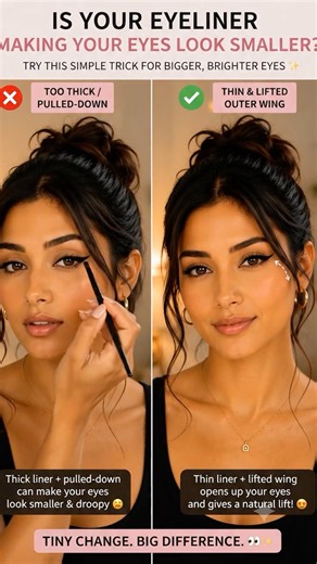 How to Apply Eyeliner for Bigger Eyes | Easy Eyeliner Trick for a Lifted Look 👀✨
