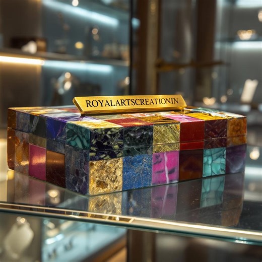 Luxury Multi-stone Inlay Jewelry Box | Handmade Gemstone Patchwork Decorative Storage Box - Etsy UK