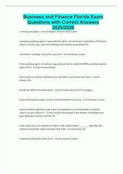 Business and Finance Florida Exam Questions with Correct Answers 20252026598